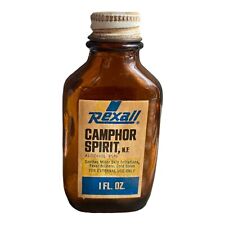 Rexall Camphor Spirit 1 Oz Amber Glass Medicine Bottle VTG Apothecary Tincture picture