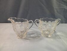 Cambridge Clear Glass Cascade Pattern Creamer & Sugar Bowl Set picture