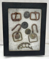 Antique Artifact Display Box~Metal Buckle Button Assemblage~Found Object~Relic picture