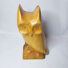 Vintage Hand Carved Wood Owl Sculpture Bird Statue Bird Figurine Signed picture