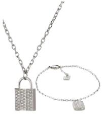 Swarovski Crystal Pave Lock 2-in-1 Bracelet and Necklace Case Set # 5120621  picture