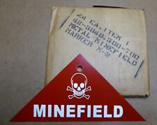 ORIGINAL STEEL SIGN WWII MINEFIELD WARNING SKULL CROSSBONES NOS 1942 ARMY MINE A picture