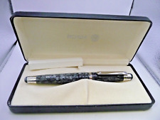 Signum Italian Fountain Pen--l8k Medium--gray marble and chrome---new old stock picture