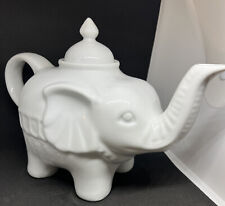 UNUSED Cordon Bleu White Ceramic Elephant Tea Pot Classic 28oz Kitchen Household picture