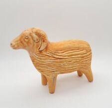 Vintage Chia Pet Seed Grower Planter Sheep Ram Art Pottery Bohemian Neutral Tone picture