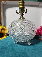 Vintage Egg Shaped Crystal Boudoir Table Lamp Hollywood Regency picture