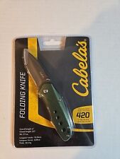 Cabela's Folding Knife Titanium Coated 420 Steel Blade Green New Sealed picture