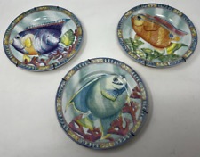 Set Of 3 Sea Garden Siddhia Hutchinson Andre By Sadek Fish Plates Made In Japan picture