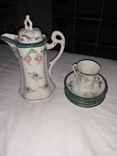 Antique Japanese Porcelain Chocolate TeaPot  & 5 Plates With A Cup picture