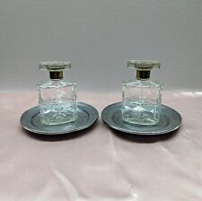 Pair of Vintage AVON Clear Pressed Glass Perfume Cologne Bottles, Small, Empty picture