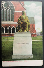 Vintage Postcard 1901-1907 John Harvard Statue, Harvard College, Cambridge (MA) picture