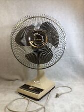 Vintage GALAXY 12-1 K 1-C Cream w/ Dark Brown Blades 3-Speed Oscillating Fan picture