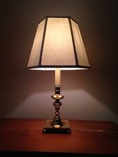 Vintage Ethan Allen Brass, Footed Candlestick Table Lamp With Artemis Shade picture