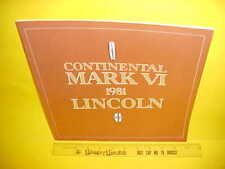 1981 LINCOLN CONTINENTAL MARK VI TOWN CAR DELUXE BROCHURE CATALOG CANADA picture
