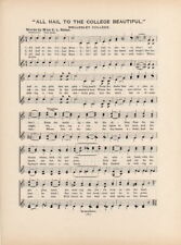 WELLESLEY COLLEGE Antique Song Sheet c1906 