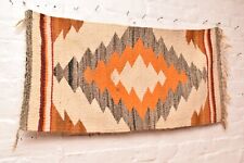 Antique Navajo Rug Textile Native American Indian 36x18 Eye Dazzler VTG Weaving picture