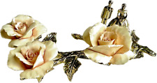 Couples W / Capodimonte Porcelain Roses Fr ITALY by VIA VENETO Brand New picture