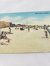 C 1954 People Beach Scene Lavallette NJ Washington 1 Cent Pair Stamps Postcard picture