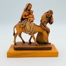 Vintage ANRI Holy Family Flight Into Egypt Wood Carved Statue 5.5” picture