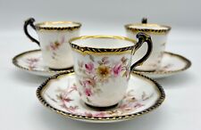 3 COBALT & GOLD GRAINGER & CO WORCESTER CUPS & SAUCERS, ROYAL CHINA WORKS, 3727 picture