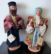Greek Folk Art Ceramic Doll World Crafts Council Dora Parissis Set Of 2 Vintage picture