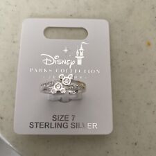 Disney Parks Mickey Double Icon Ring Swarovski 925 Sterling Silver Size 7 picture