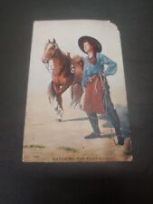 WOMAN DRESSED IN COWGIRL OUTFIT WITH A HORSE UsedPost Card 1908 From Lawrence KS picture
