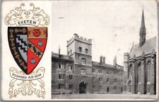 c1910s UNIVERSITY OF OXFORD England UK Postcard EXETER COLLEGE / Coat of Arms picture