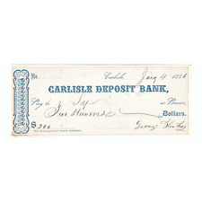 1856 Carlisle Deposit Bank Check Carlisle, PA Issued picture