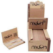 50 Booklets Moon Unbleached Rolling Papers 70 mm Regular Size Double Window picture