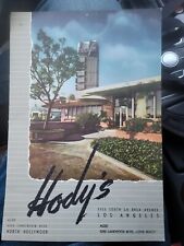 1952 Hody’s - Los Angeles, Ca. Long Beach North Hollywood Vintage Menu picture