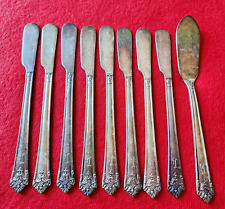 1847 Rogers Bros HER MAJESTY Silverplate 9 pcs BUTTER SPREADER KNIFE 1931 Mono L picture