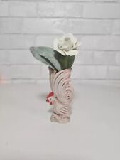 VTG Miniature Vase Rooster Pink & Gold 4.5”  Mcm  picture