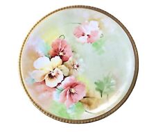 Richard Ginori Italian Hand Painted Pansy Porcelain Plate Artist Signed L. Dini  picture
