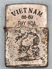 Vintage 1968 Vietnam Tuy Hoa 68-69 Snoopy Chrome Double Sided Zippo Lighter picture