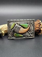 Native American Sterling Silver Claw/Turquoise Belt Buckle picture