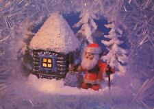 1988 Retro Holiday Postcard with Santa Claus in magical snowy woodland picture