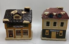 2 Vintage JSNY Holiday House Village Inn Warehouse Fine Ceramic Votive Holder picture