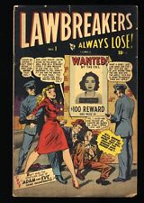 Lawbreakers Always Lose #1 VG+ 4.5 Rare #1 Crime Comic from 1947 Atlas picture