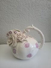 Vintage Laraine EGGLESTON Ceramic  Pitcher Signed Pink White Floral picture