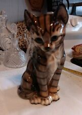 Vintage Ceramic Tabby Cat Kitten Figurine Numbered  Super GLOSSY, KNOX?? picture