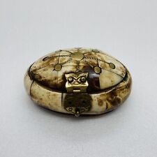 Rare 1970s Camel Bone Trinket Jewelry Box w Brass Velvet Inlay Handmade 16 picture