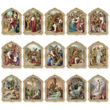 Stations Of The Cross Plaque Set (16 Pc. Total)  2 3/4 x 3 3/4 Inches picture
