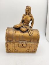 Vintage Golden Maiden Sitting On Treasure Chest Storage Box  picture