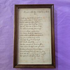 Antique 1812 Framed Romantic Poem Paper 