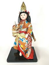 Japanese Geisha Doll Hand Painted Gofun Glass Eyes Hand Stitched Silk Kimono 11