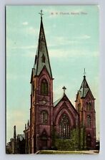 Akron OH-Ohio, M.E. Church, Religious Building, Antique Vintage Postcard picture