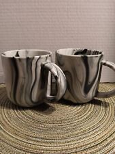 World Market Lot of 2 Matching Marble Glaze Stoneware Coffee Tea Mugs Cup picture