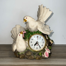 Vintage 1998 Love Dove & Floral Clock Soon, Get White Multi Colored Grandma core picture