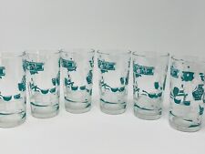 6 Mid Century Hazel Atlas Continental Can Company Turquoise Kitchen Aid Glasses picture